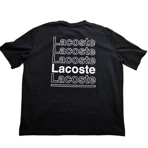 Lacoste Live Mens Black Stacked Logo Graphic T-Shirt XL TH7293 Short Sleeve